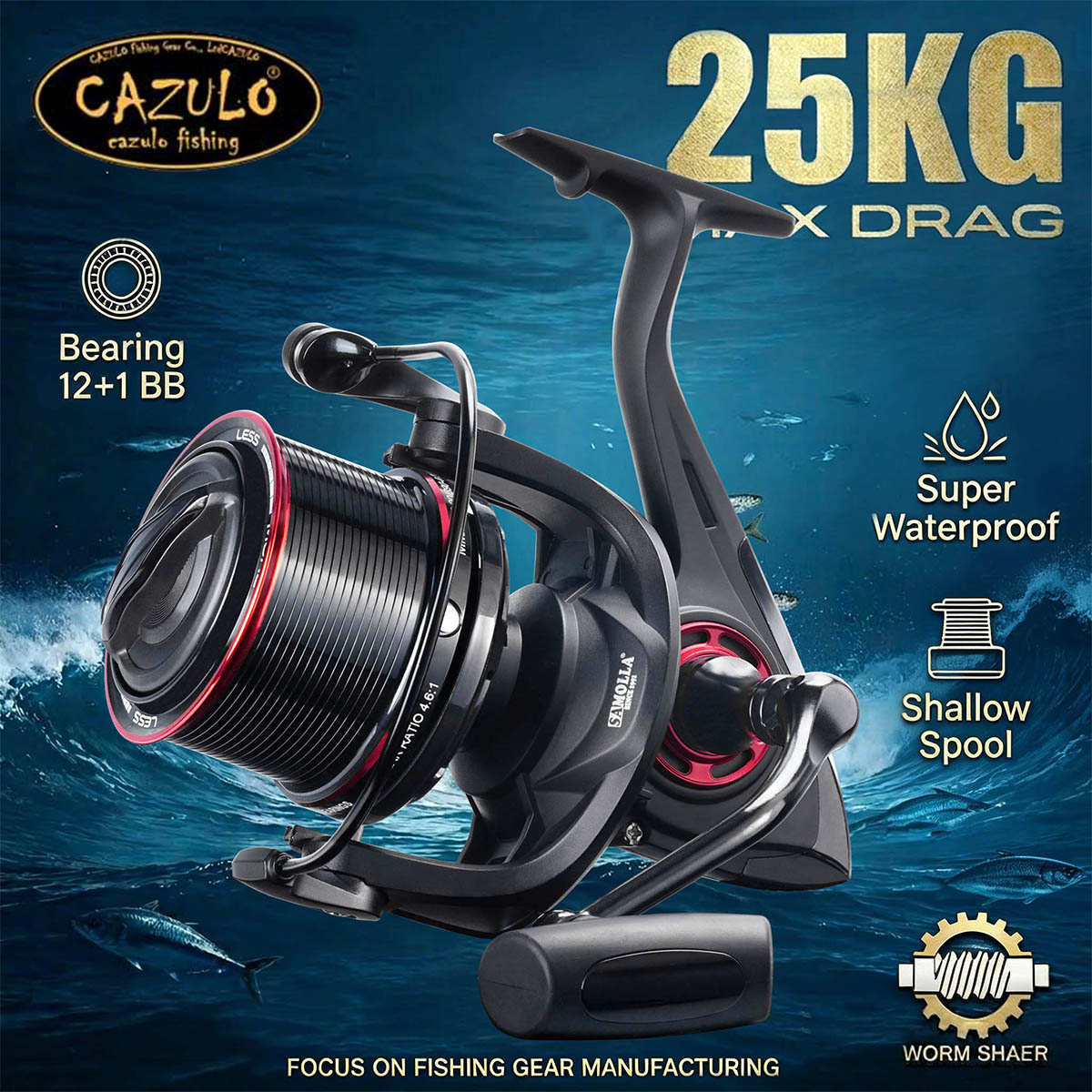 CAZULO Long Cast Spinning Reel - đánh giá và giá Surf Reel